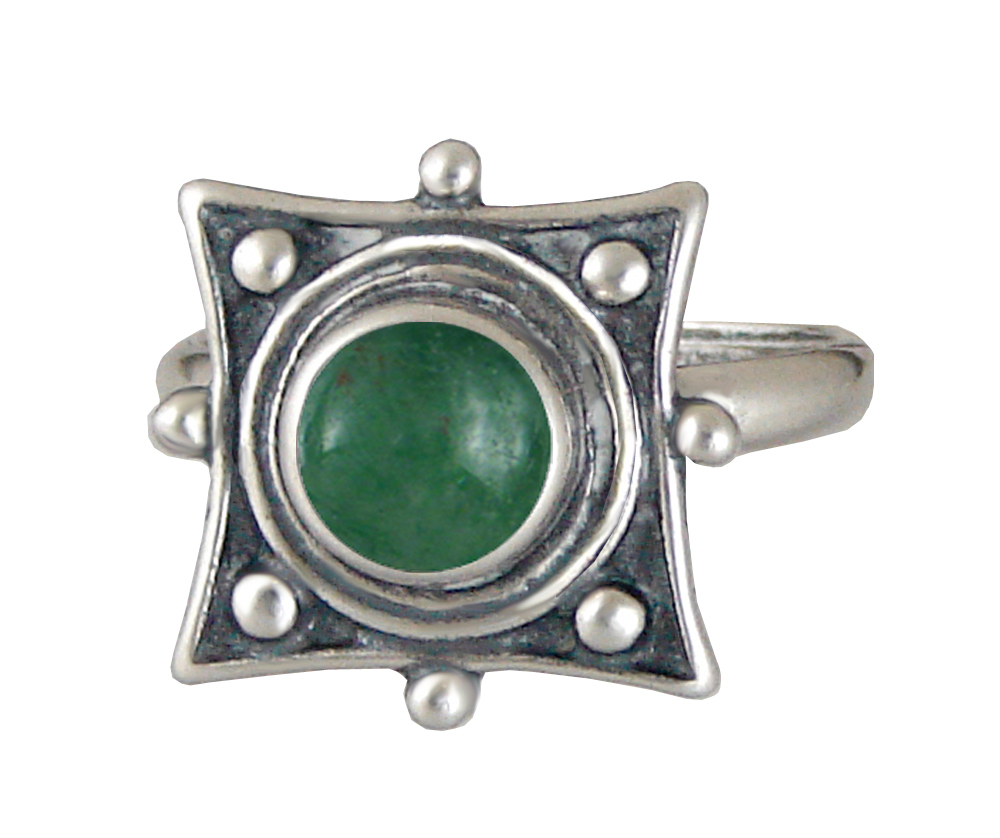 Sterling Silver Art Deco Style Gemstone Ring With Jade Size 5